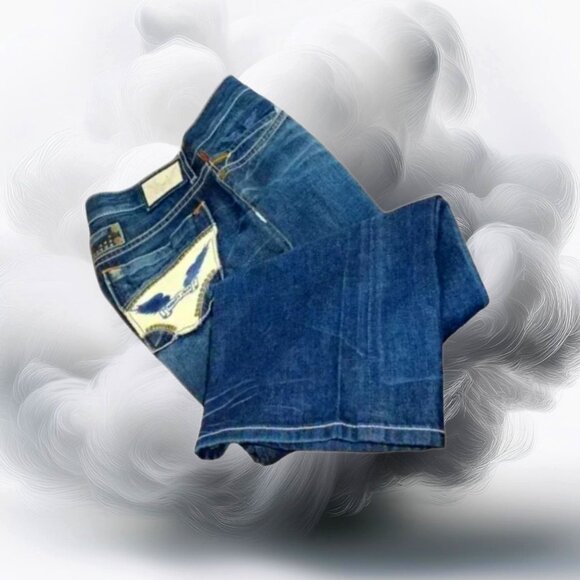 Robin’s Jean Torrent Wing Studded Pockets Vintage Dark Wash Straight, Sz… - Picture 1 of 9